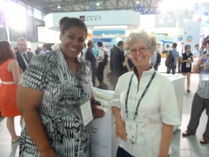 GSMA's Ronda Zelezny-Green and Ambient Insight Tyson Greer at Mobile Asia Expo